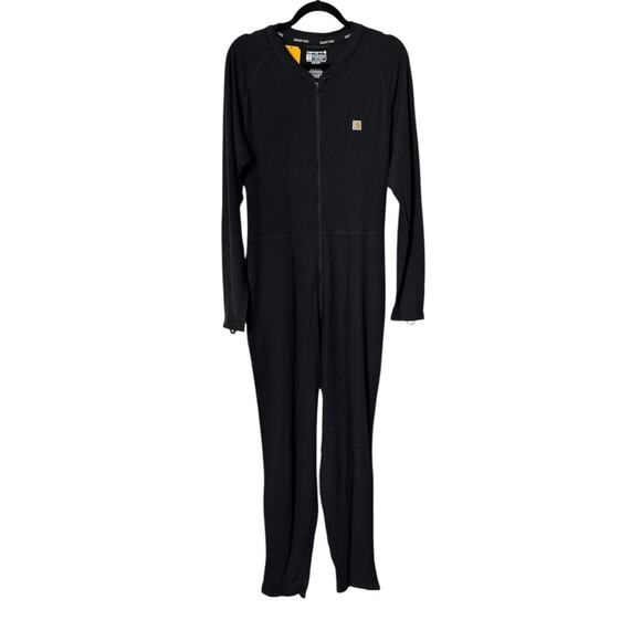 Carhartt Force Midweight Cotton Blend Waffle Zip Front Union Suit Size XXL Black - Picture 1 of 16